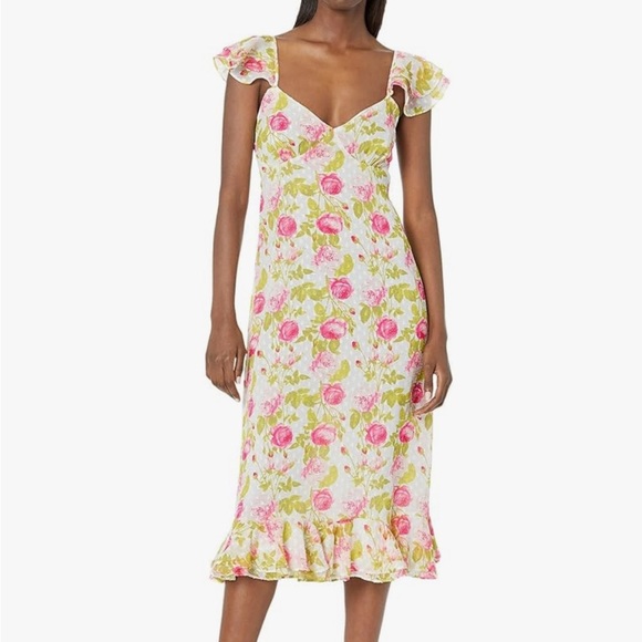 Betsey Johnson Dresses & Skirts - Betsey Johnson XXL Pepper Midi Dress Sonic White Floral Pink Roses NWT 2x new